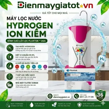 Máy Lọc Nước Hydrogen Ion Kiềm Fluxtek Để Bàn
