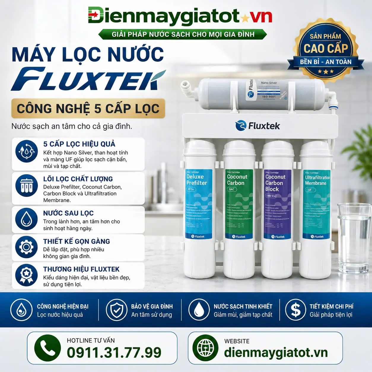 Máy Lọc Nước Fluxtek 5 Cấp Lọc UF